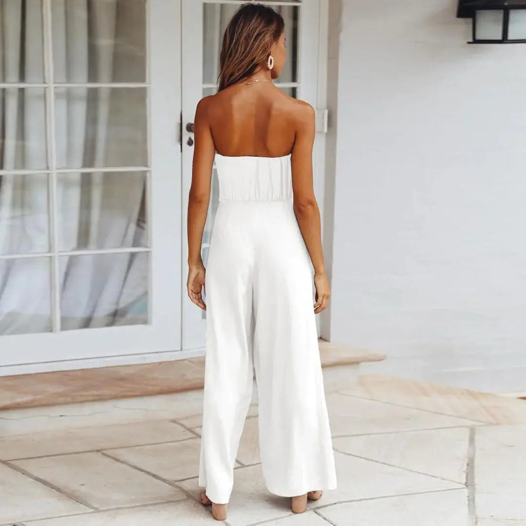 Mattea | Elegant Strapless Wide-Leg Jumpsuit for Women
