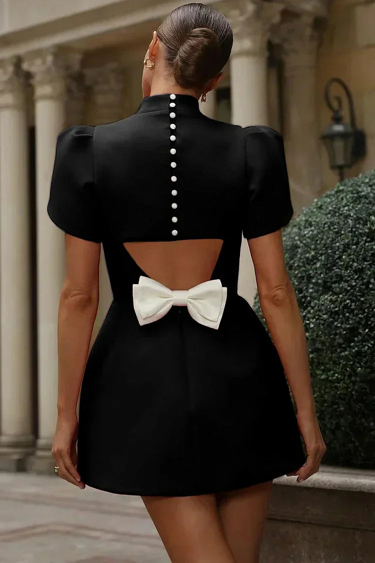 Janene Elegant Puff Sleeve Mini Dress for Women