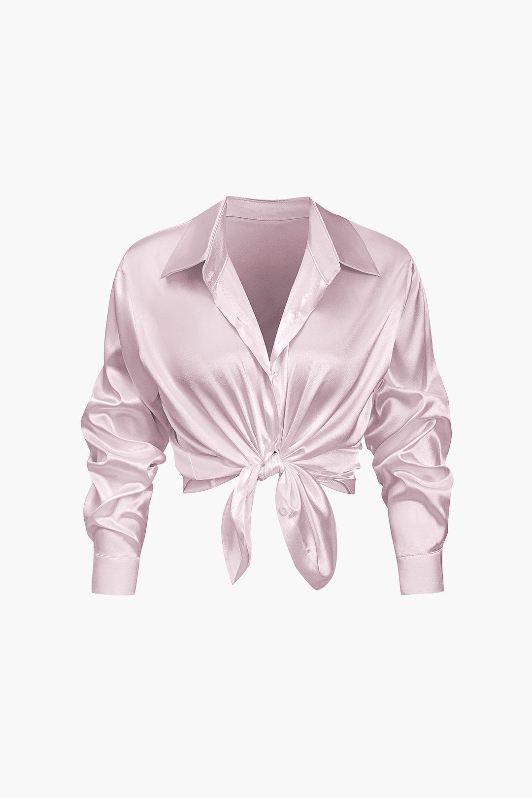 Alix | Women's Elegant Satin Cropped Tie-Front Shirt