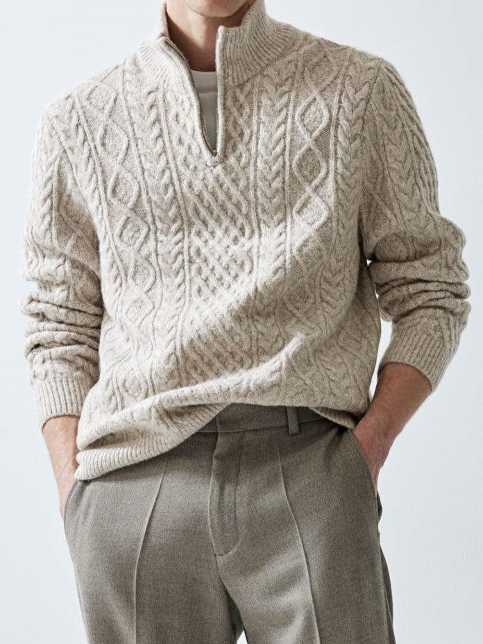 Raleigh Cable-Knit Quarter-Zip Sweater for Men
