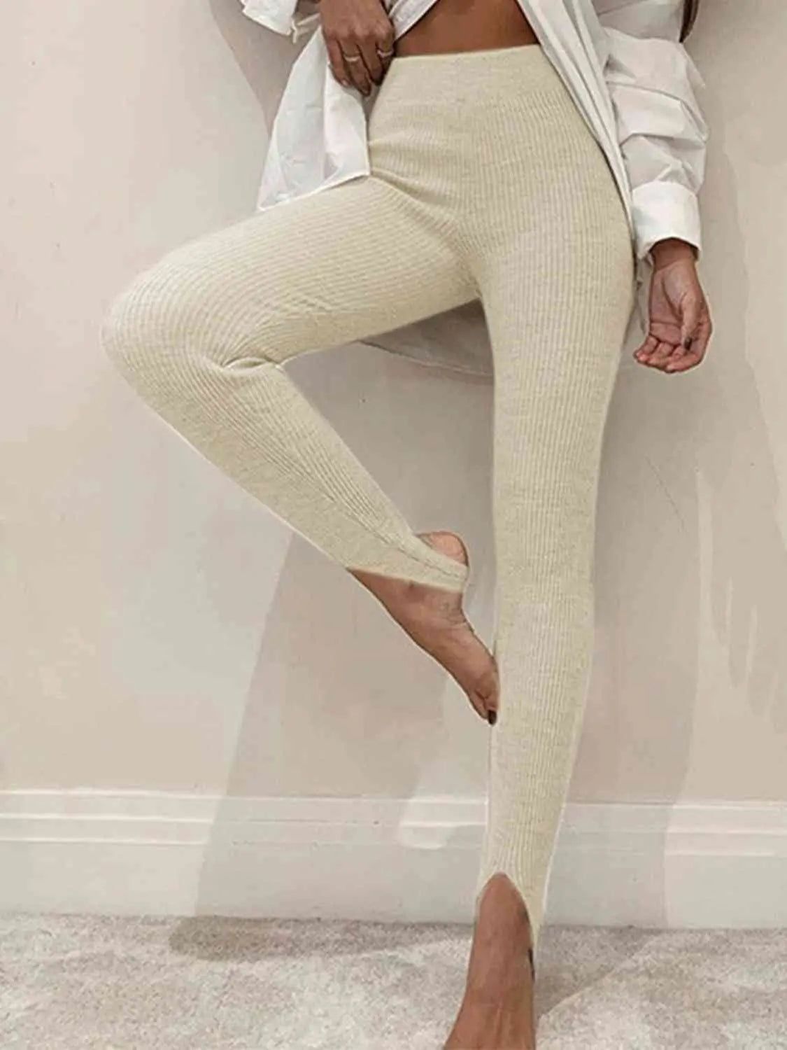 Georgiann Ribbed Knit Leggings | Women's Stirrup Style