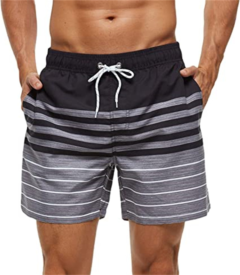 Ellis Men's Horizontal Stripe Quick-Dry Swim Trunks