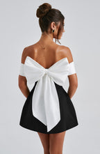 Jamilah Off-Shoulder Mini Dress with Oversized Satin Bow