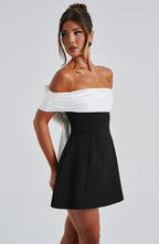 Jamilah Off-Shoulder Mini Dress with Oversized Satin Bow