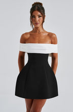 Jamilah Off-Shoulder Mini Dress with Oversized Satin Bow