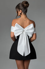Jamilah Off-Shoulder Mini Dress with Oversized Satin Bow