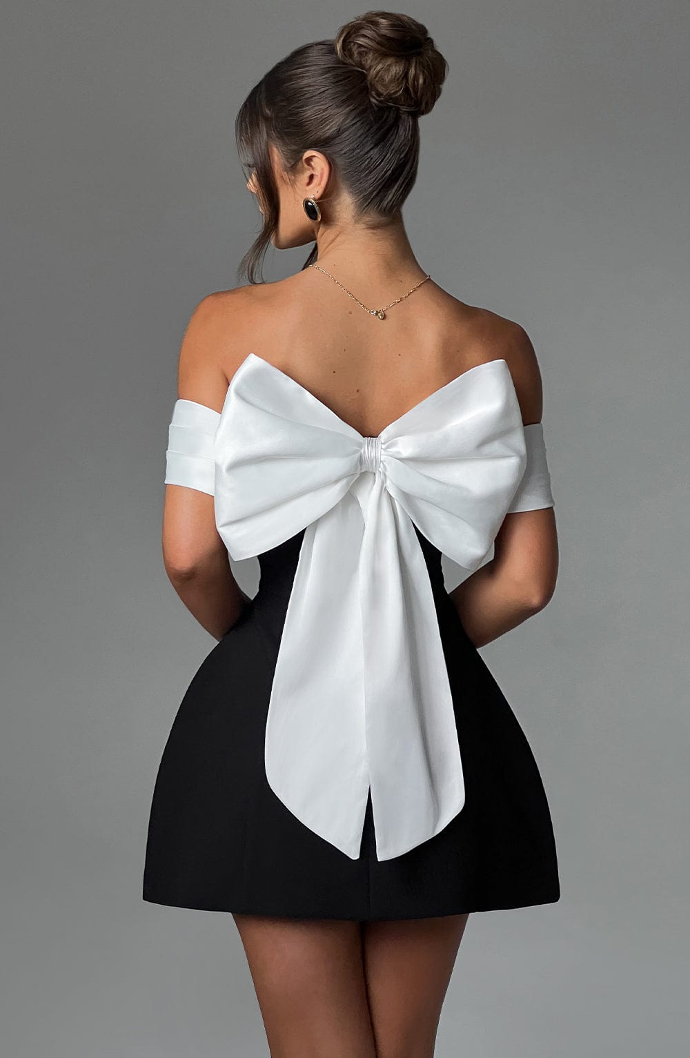 Jamilah Off-Shoulder Mini Dress with Oversized Satin Bow
