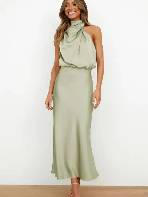 Vonda | Women's Elegant Satin Midi Dress