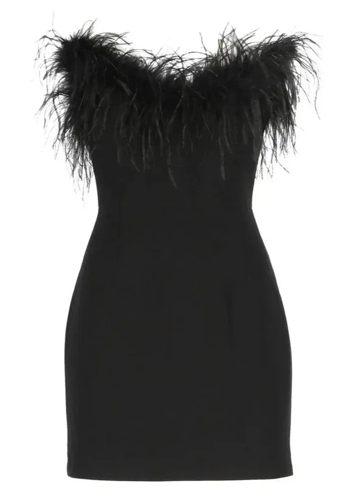 Bobbye Feather Trim Mini Dress | Elegant Women's Evening Wear