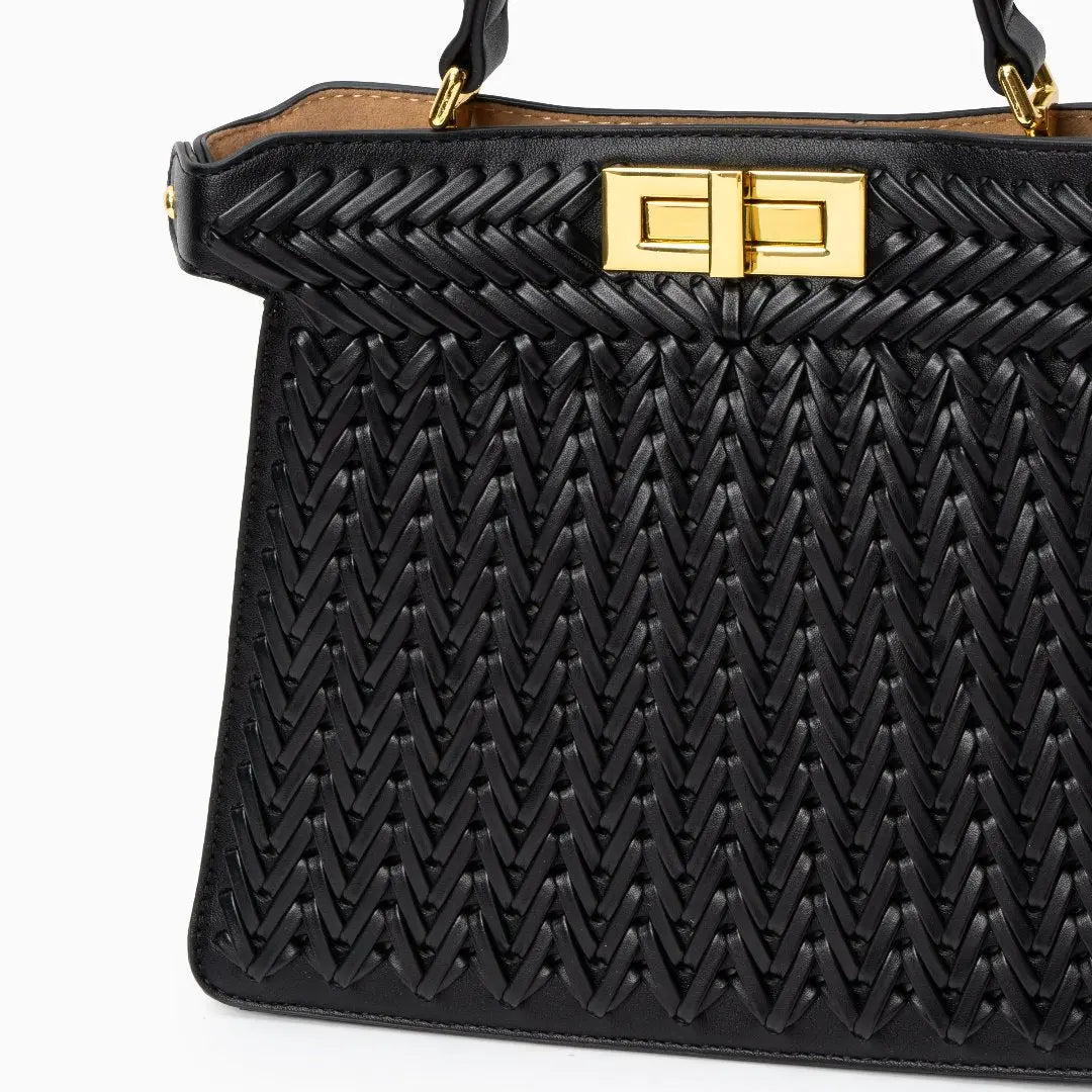 Rivky Woven Leather Handbag | Elegant & Structured for Women