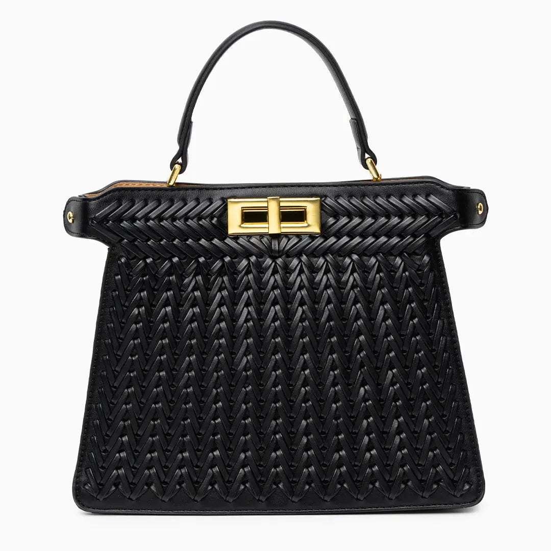 Rivky Woven Leather Handbag | Elegant & Structured for Women