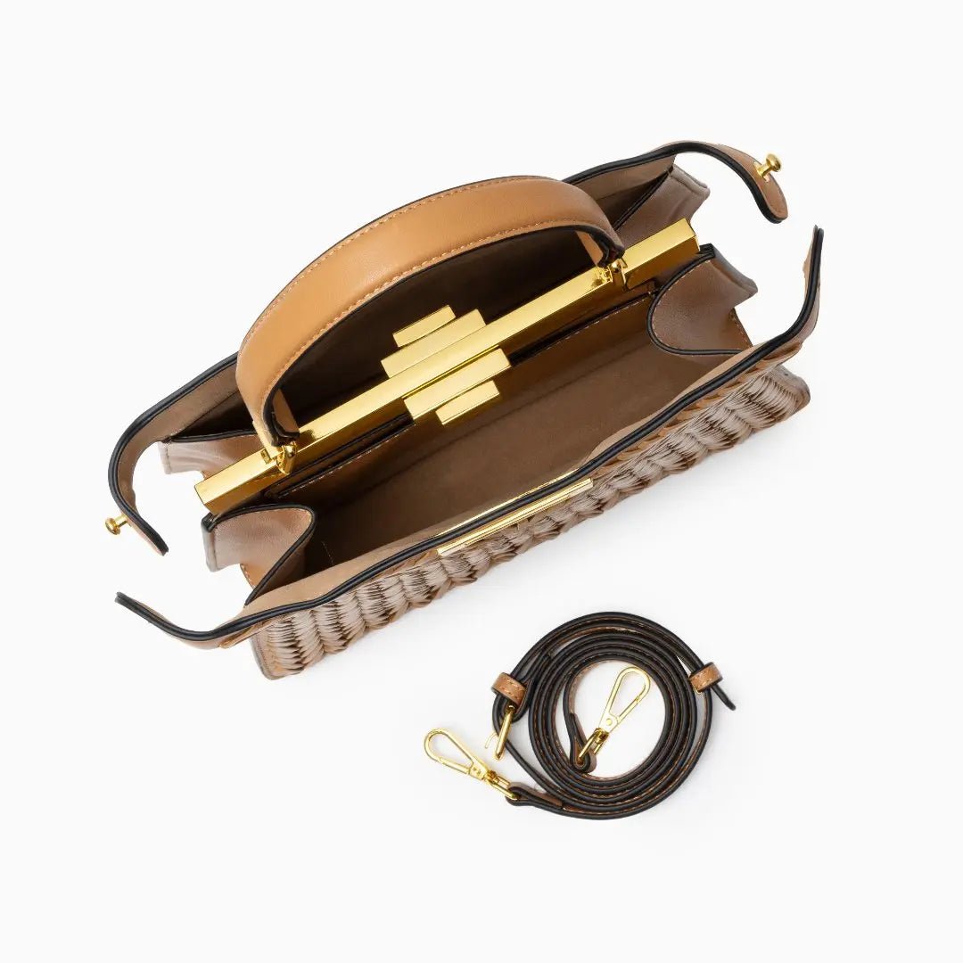 Rivky Woven Leather Handbag | Elegant & Structured for Women