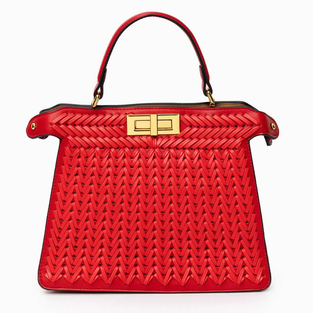 Rivky Woven Leather Handbag | Elegant & Structured for Women