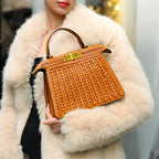 Rivky Woven Leather Handbag | Elegant & Structured for Women