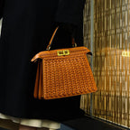 Rivky Woven Leather Handbag | Elegant & Structured for Women