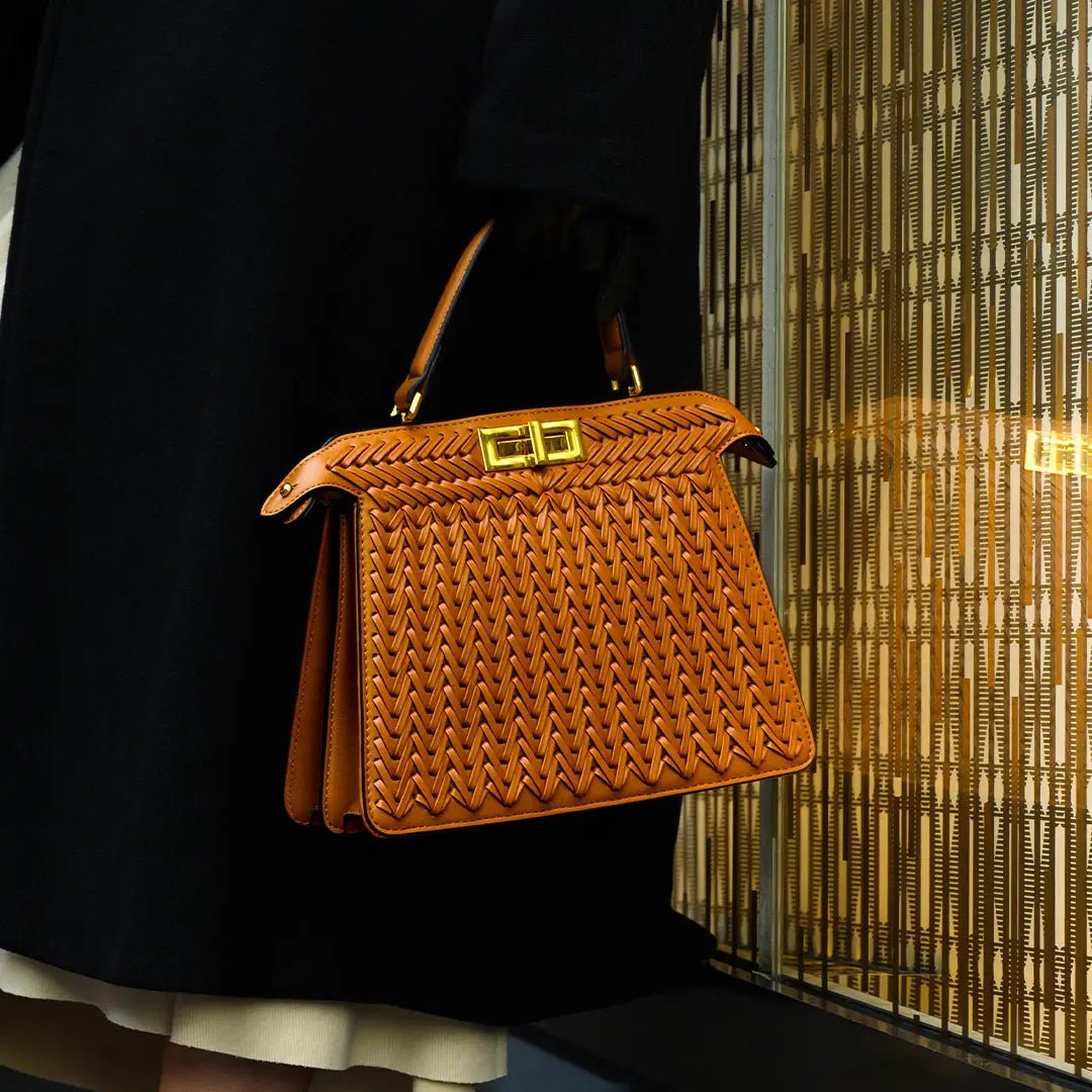 Rivky Woven Leather Handbag | Elegant & Structured for Women