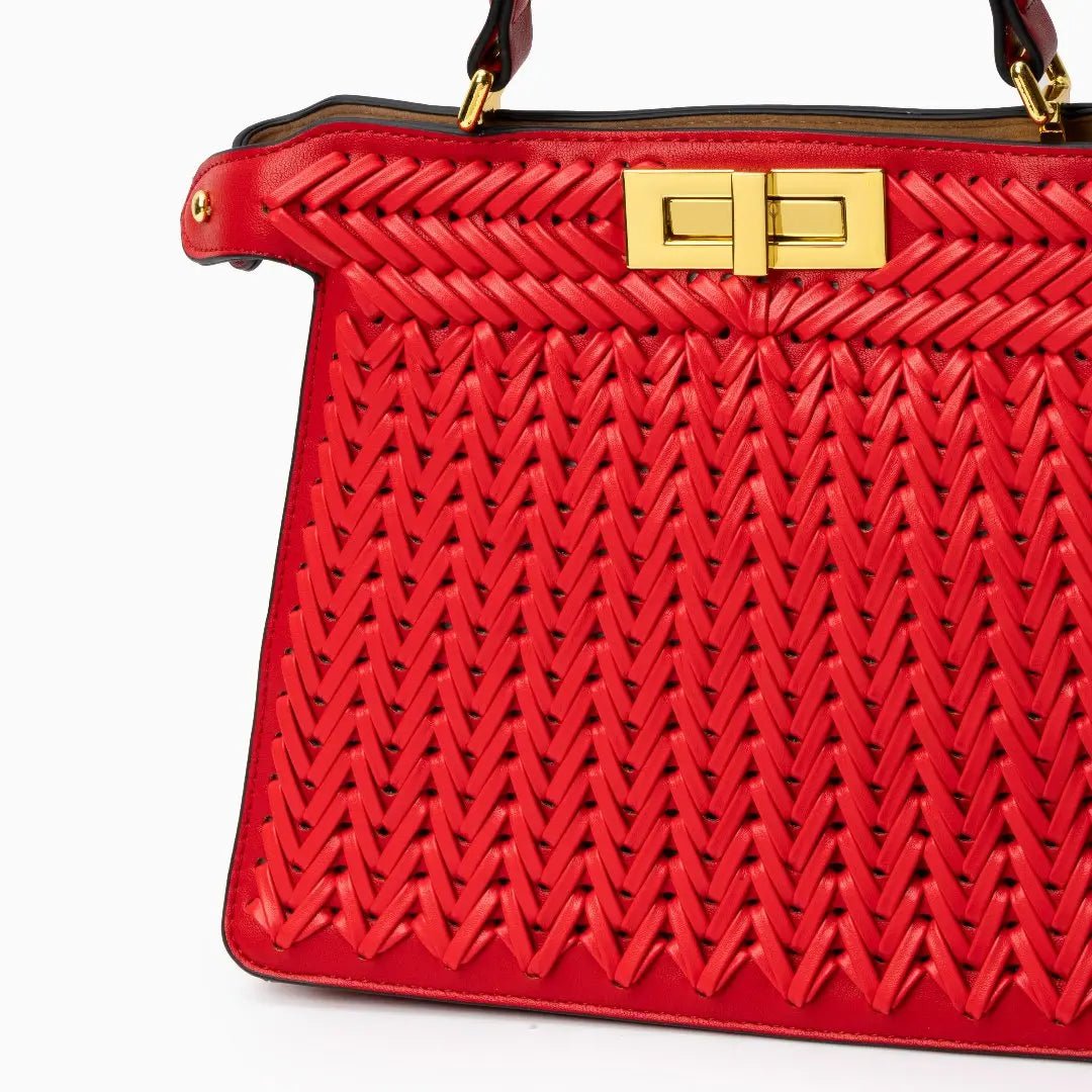 Rivky Woven Leather Handbag | Elegant & Structured for Women