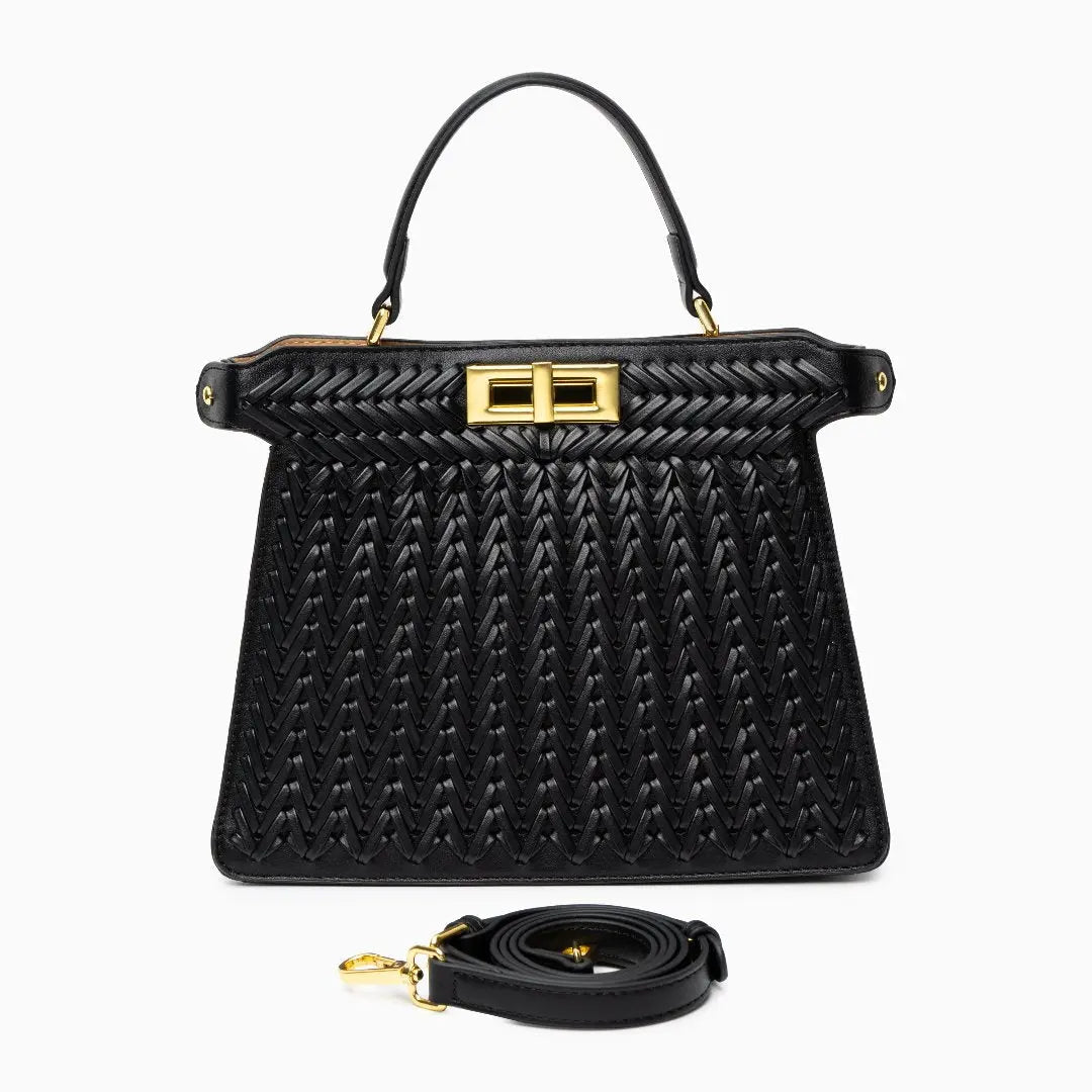 Rivky Woven Leather Handbag | Elegant & Structured for Women