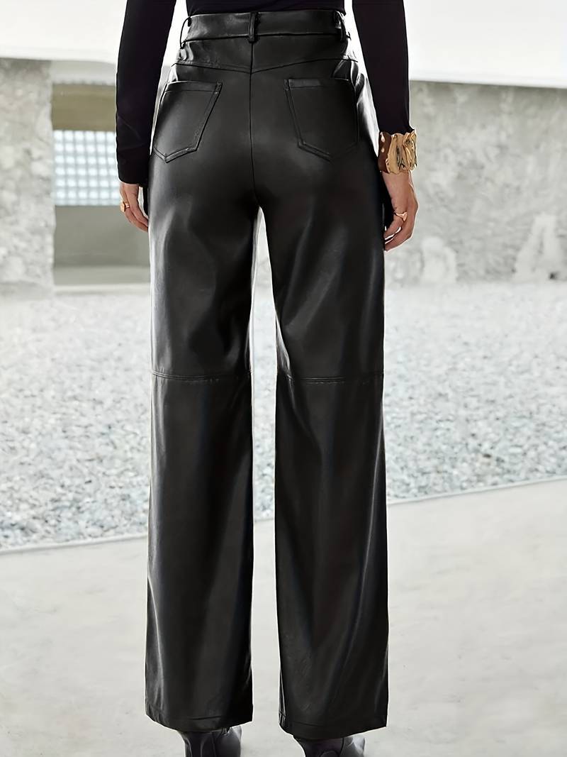 Katrice | Women's High-Waisted Flared Faux Leather Pants