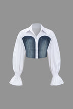 Jaina | Women's Cropped Denim Corset Shirt