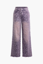 Zayda | Women's Distressed Wide-Leg Jeans
