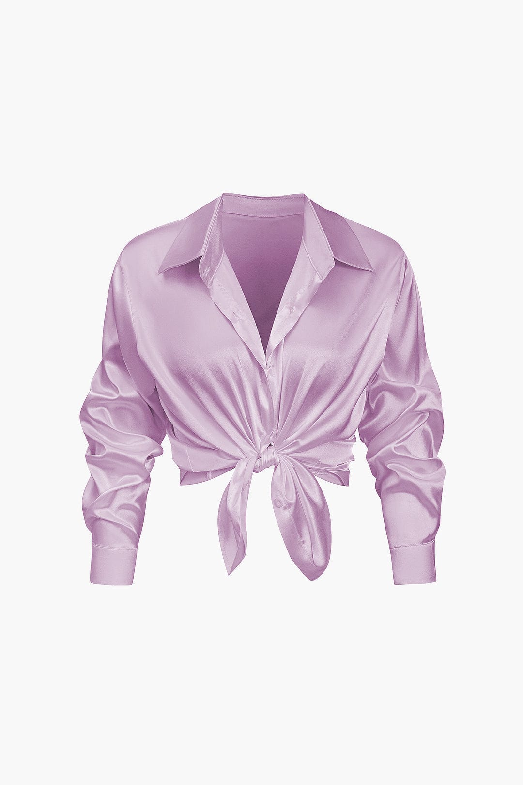 Alix | Women's Elegant Satin Cropped Tie-Front Shirt