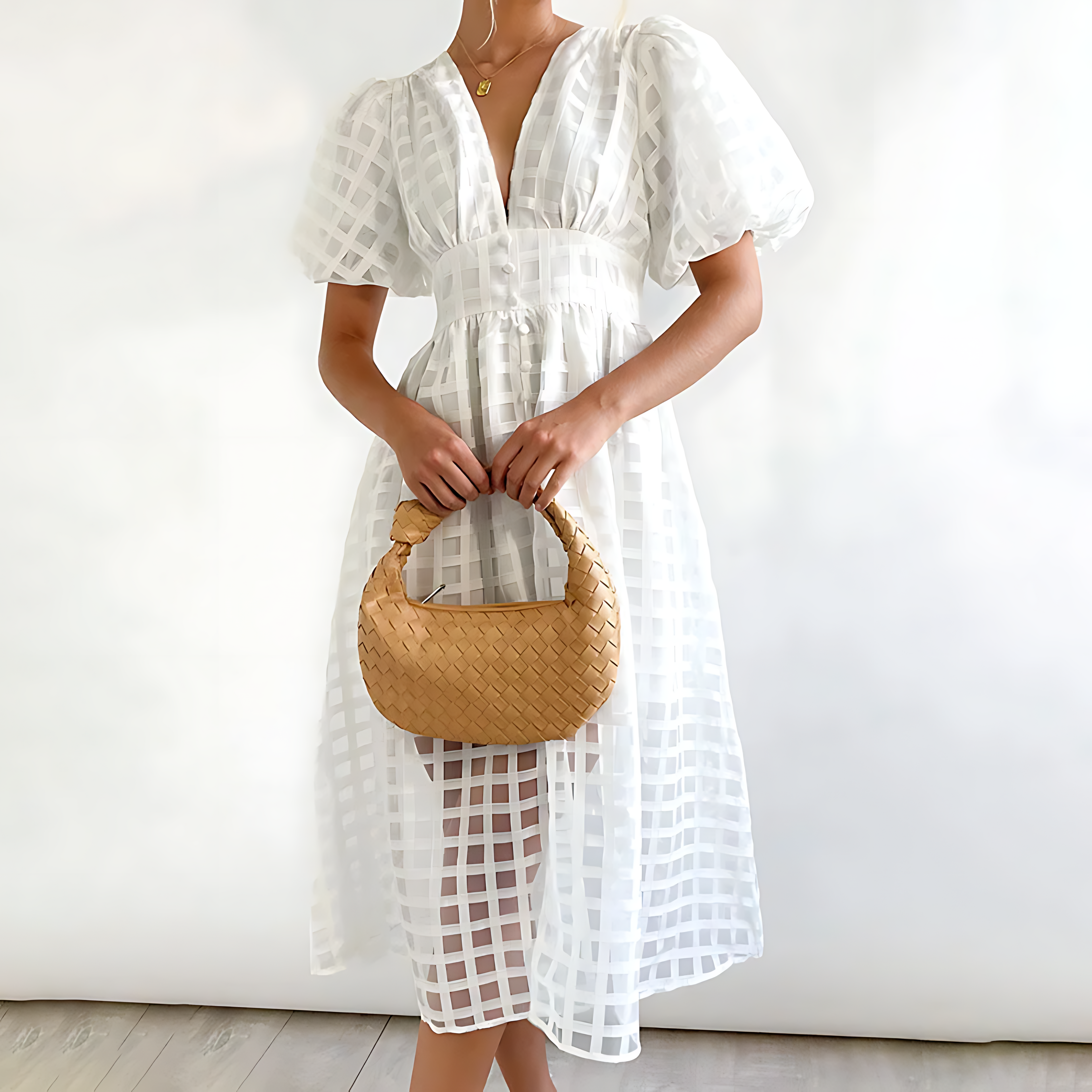 Elmira Checkered Midi Dress | Chic Women's Spring/Summer Dress