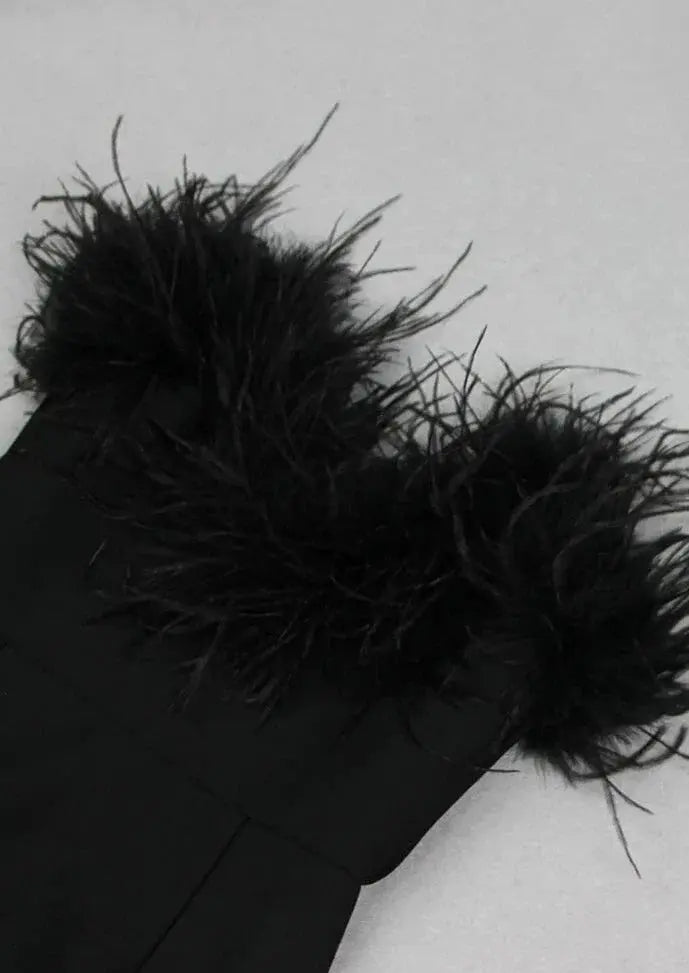 Bobbye Feather Trim Mini Dress | Elegant Women's Evening Wear