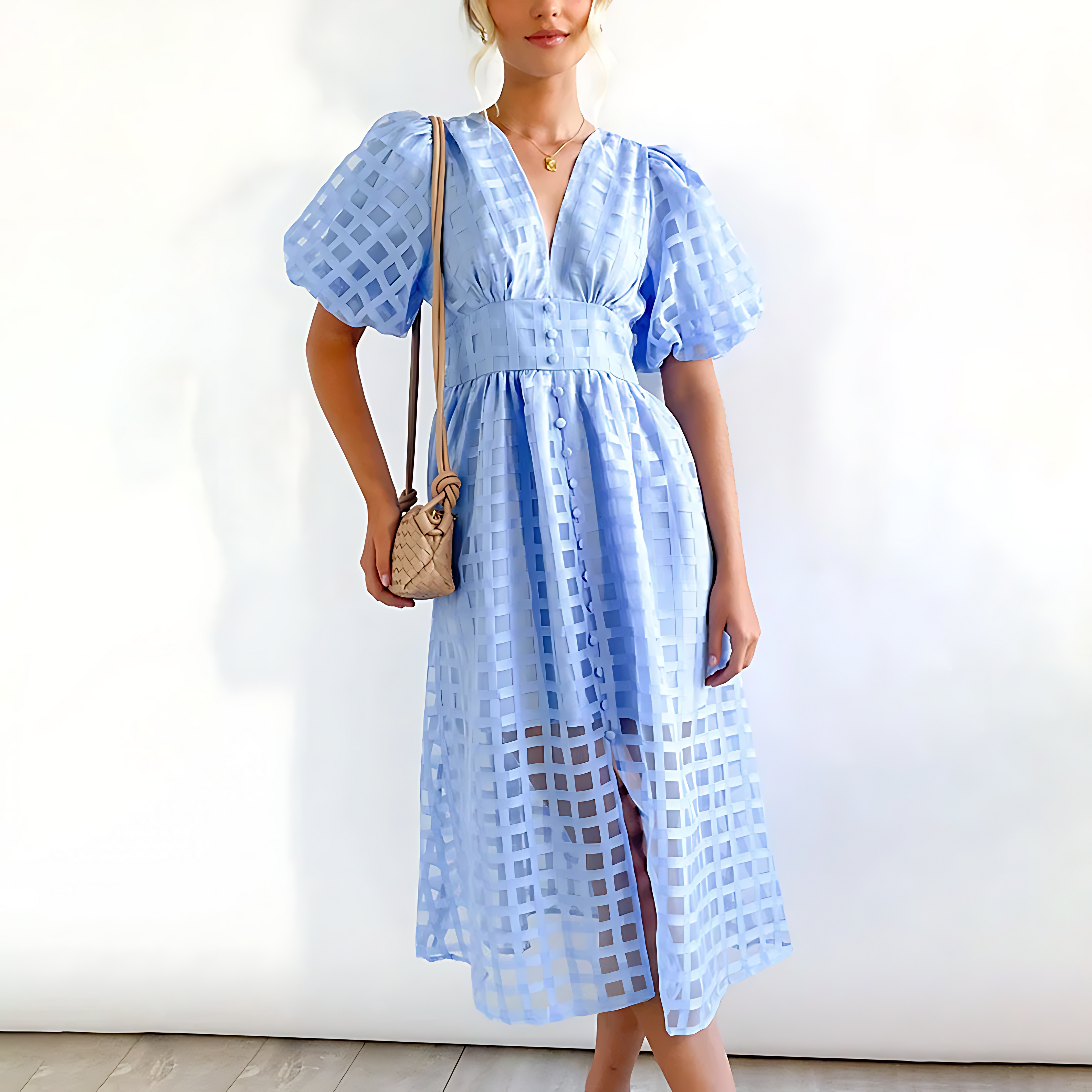 Elmira Checkered Midi Dress | Chic Women's Spring/Summer Dress