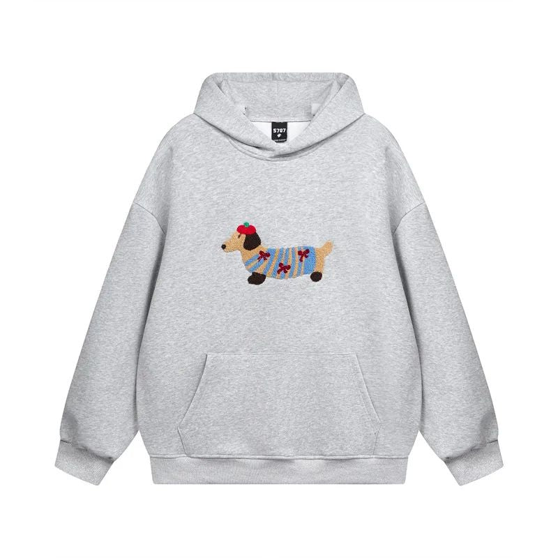 Ellis | Unisex Dachshund Embroidered Oversized Hoodie