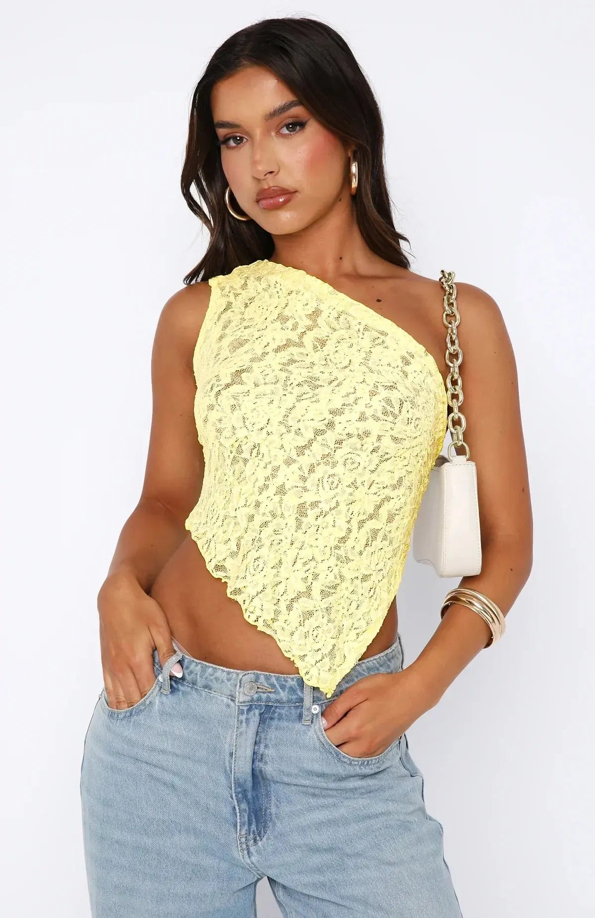 Ariane | Women's One-Shoulder Lace Top