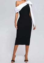 Tanya Elegant Off-Shoulder Draped Dress for Women