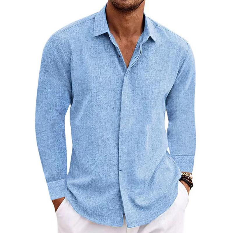 Damani Men's Textured Linen Blend Long Sleeve Shirt