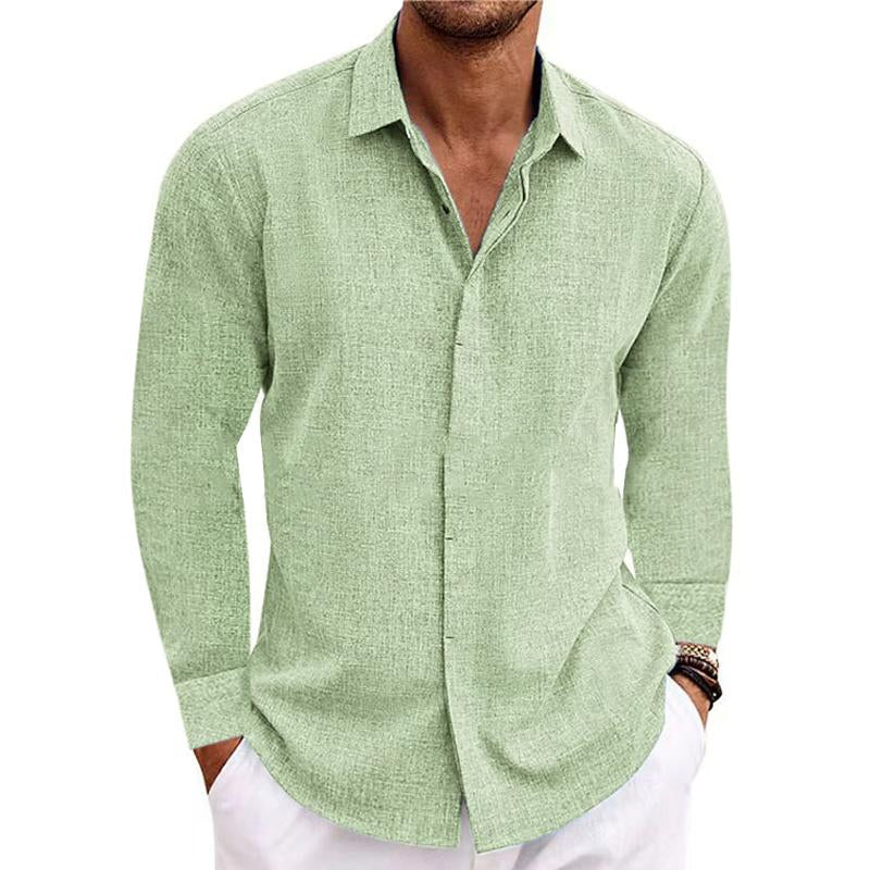 Damani Men's Textured Linen Blend Long Sleeve Shirt