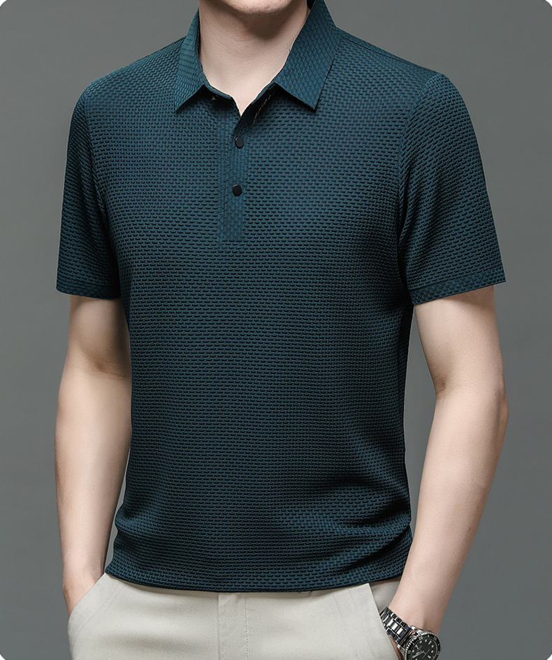 Hawthorne Men's Textured Woven Polo Shirt