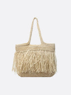 Delta | Women's Bohemian Fringe Straw Tote Bag