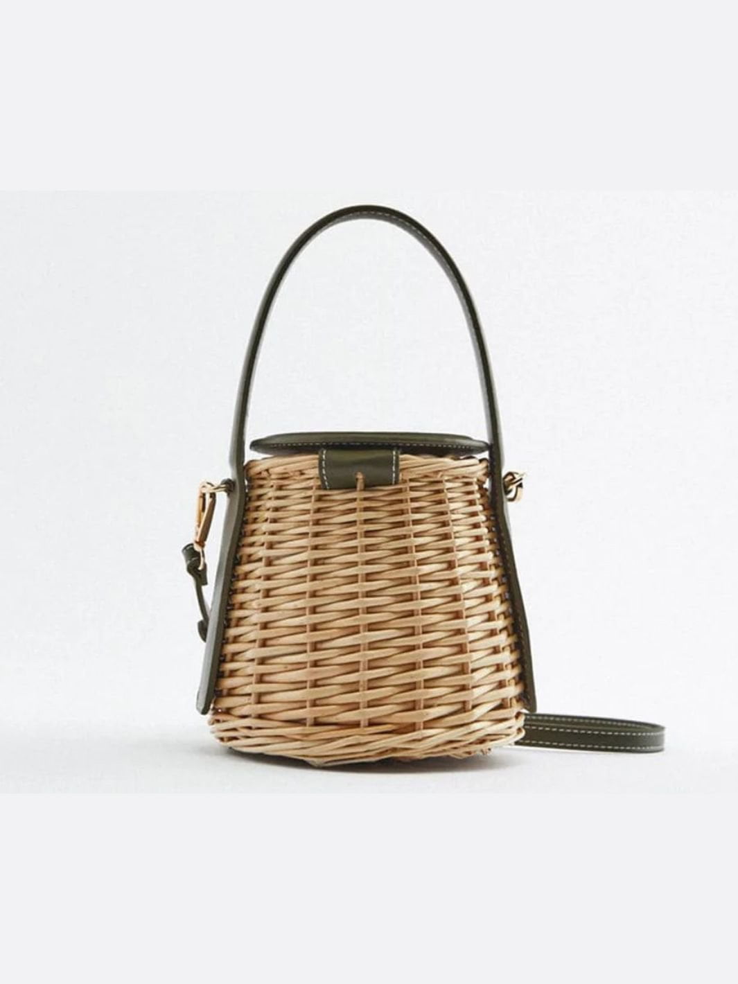 Chana | Women's Woven Rattan & Leather Handbag