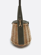 Chana | Women's Woven Rattan & Leather Handbag