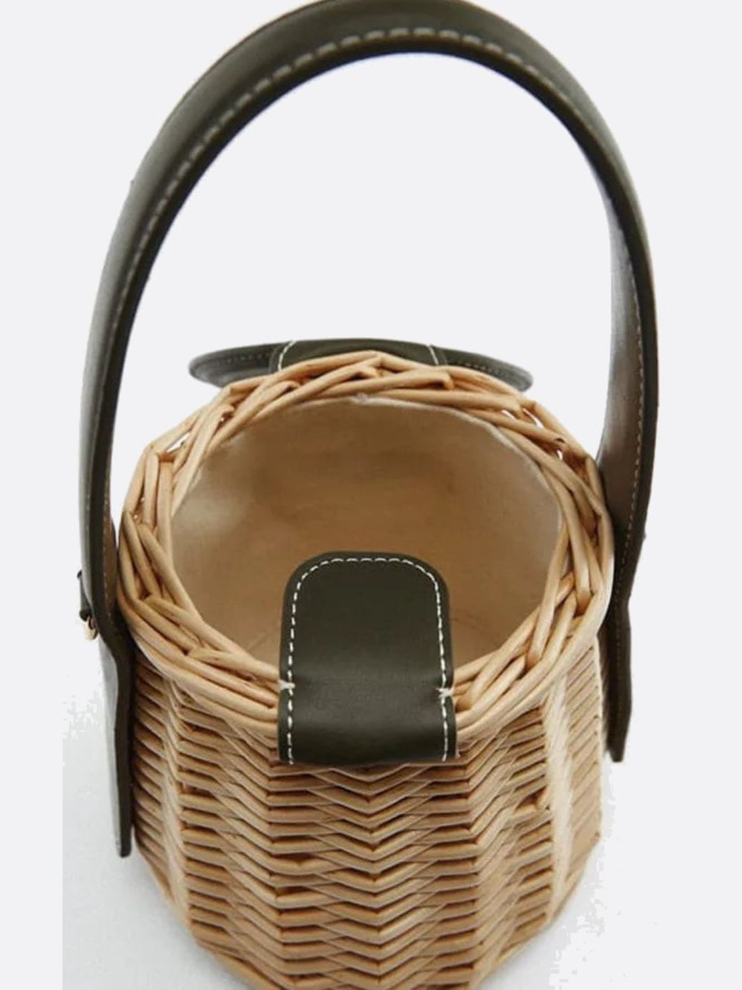 Chana | Women's Woven Rattan & Leather Handbag