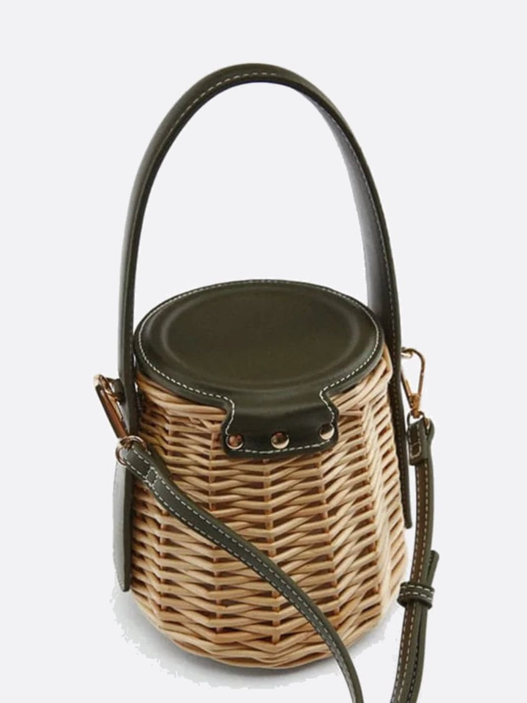 Chana | Women's Woven Rattan & Leather Handbag
