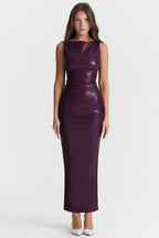Kasandra | Glamorous Women's Faux Leather Maxi Dress