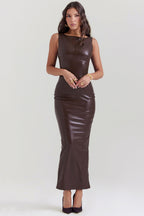 Kasandra | Glamorous Women's Faux Leather Maxi Dress