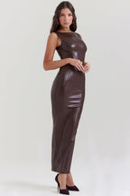 Kasandra | Glamorous Women's Faux Leather Maxi Dress