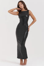 Kasandra | Glamorous Women's Faux Leather Maxi Dress