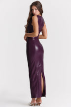 Kasandra | Glamorous Women's Faux Leather Maxi Dress